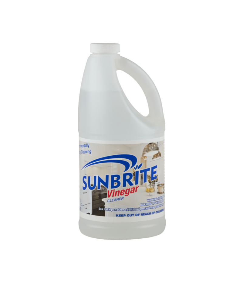 A clear bottle of Sunbrite Vinegar.